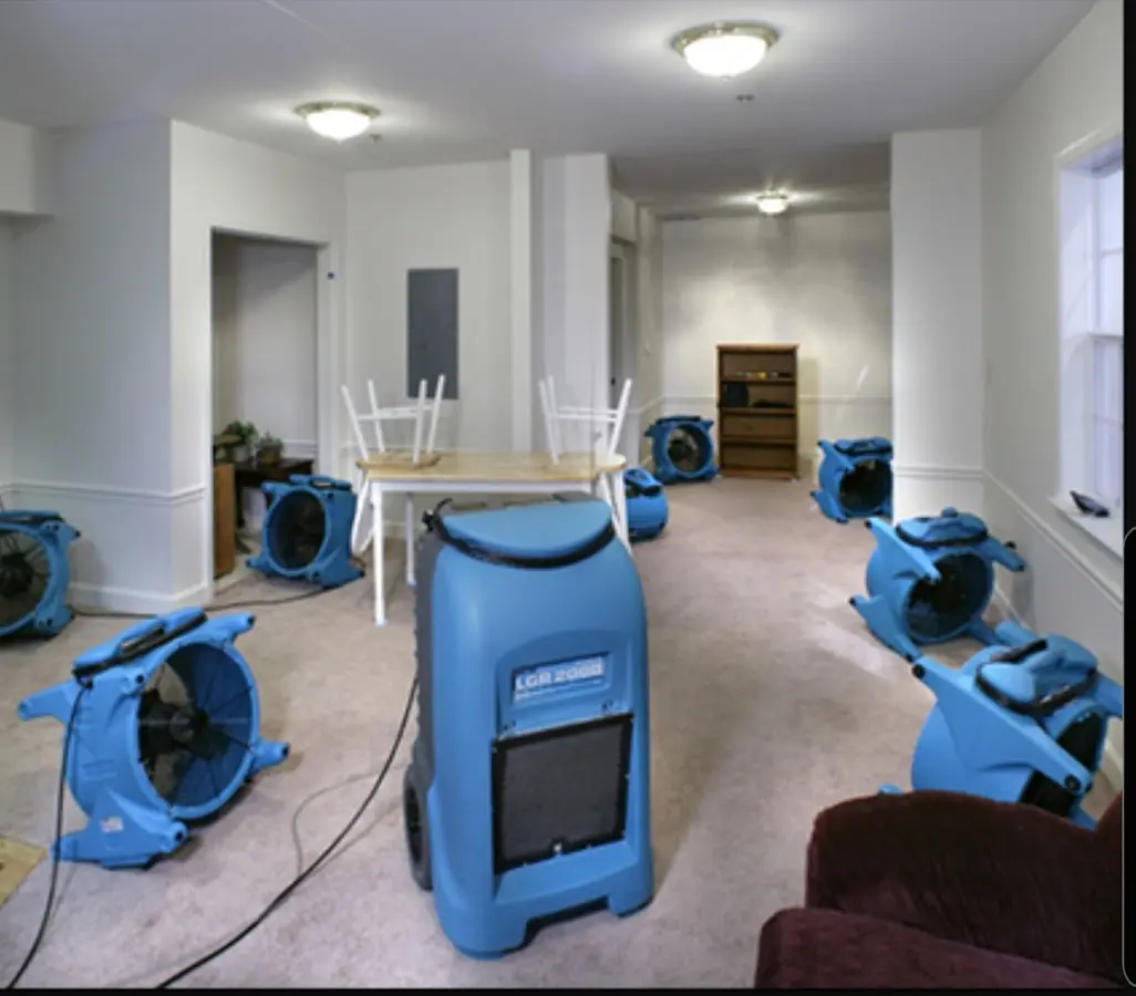 Air movers and dehumidifier setup for Water Extraction & Removal in Cocoa West